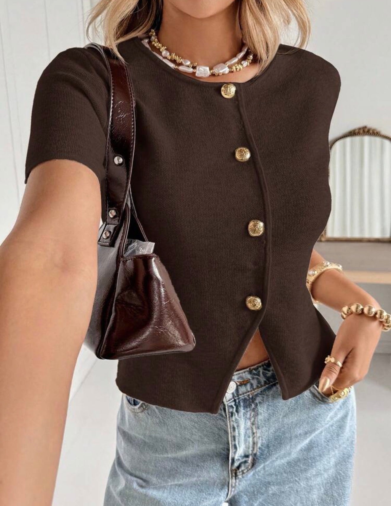 Velourowy top – Czekoladowy